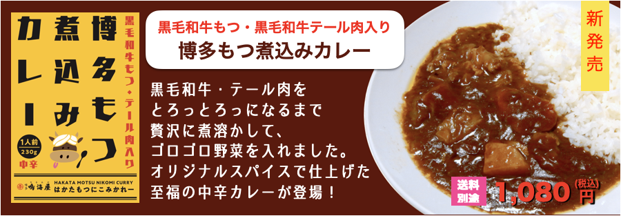 黒毛和牛もつ・テール肉入り★博多もつ煮込みカレー230g(1人前)